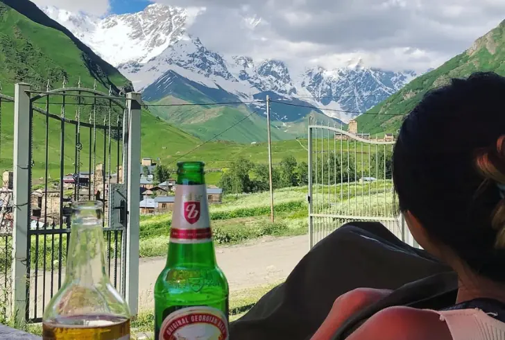 Hiker enjoying Svaneti mountain trails