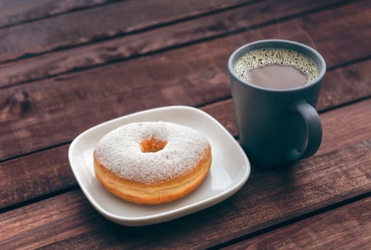 Classic cinnamon sugar donut on a stylish serving tray