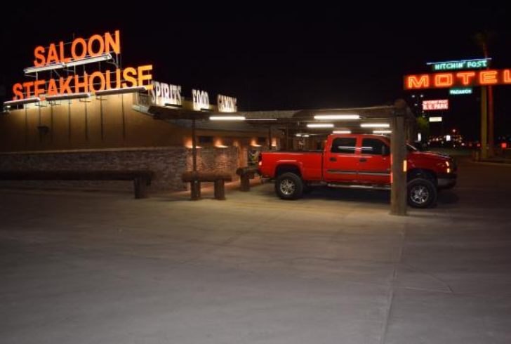 Historic Las Vegas steakhouse and bar exterior